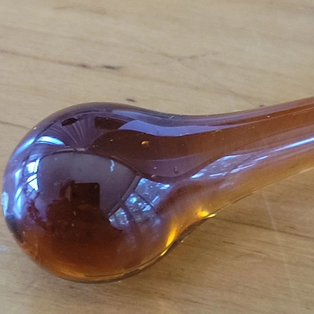 Vintage Amber Art Glass Teardrop Pendant Handblown Style 3 Inch